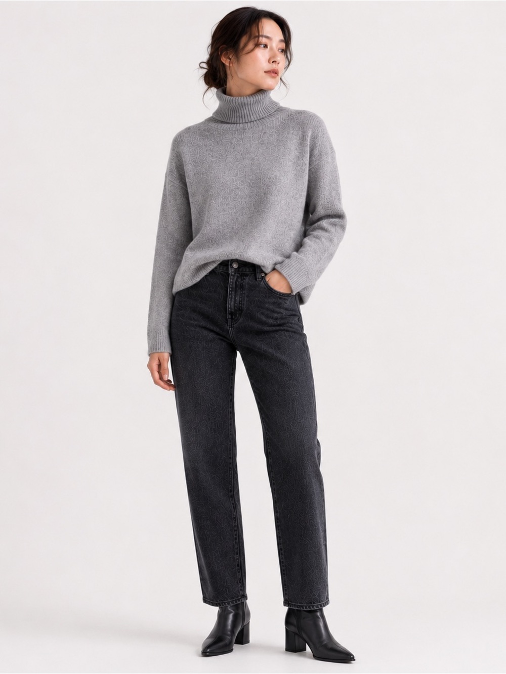 Moussy Vintage 100% Wool Heavyweight Turtleneck Sweater Gray Made in Japan S